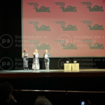 Discurso de Andrea Cuarterolo en agradecimiento al premio recibido, junto a Georgina Torello y Paolo Cherchi-Usai